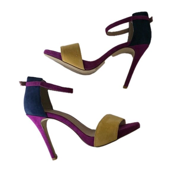 Sole Society Sheila Navy Purple Ankle Strap Stiletto Heels Color Block Size 8.5 - Picture 6 of 16